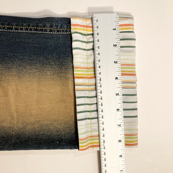 NWOT RAW BLUE LADY Jeans Women 13 Vintage Blue Brown Wash Capri Stripe Cuff - Picture 11 of 12